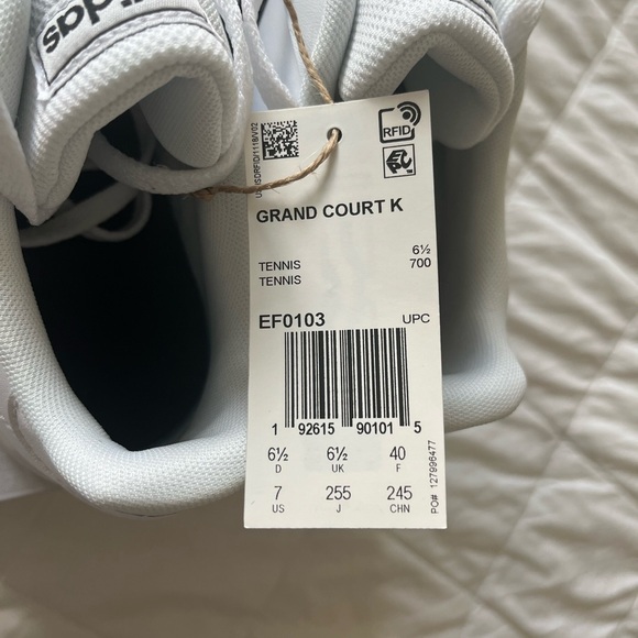 Adidas Grand Court K, White w black stripes, Mens size 7 BNWT - Picture 5 of 9